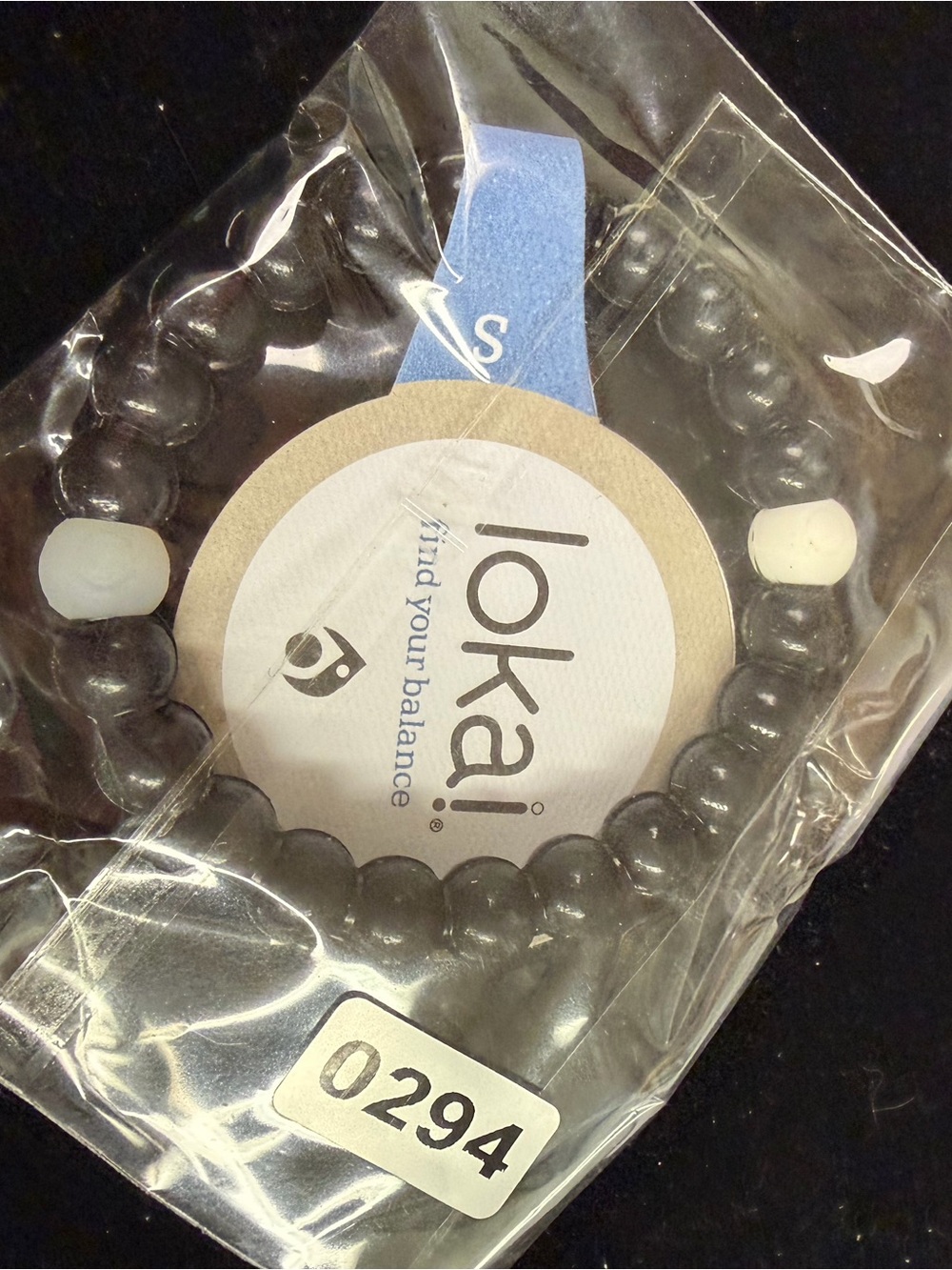 Lokai Black Beaded Bracelet with White Accent Beads